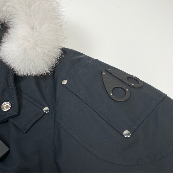 Moose Knuckles Ballistic Bomber Navy Natural Fur Size Large - Picture 4 of 5